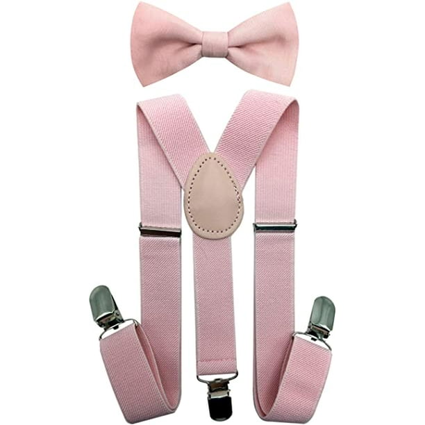 Consumable Depot Suspender with Matching Bow Tie Set Adjustable Y-Back for Men and Women Elastic